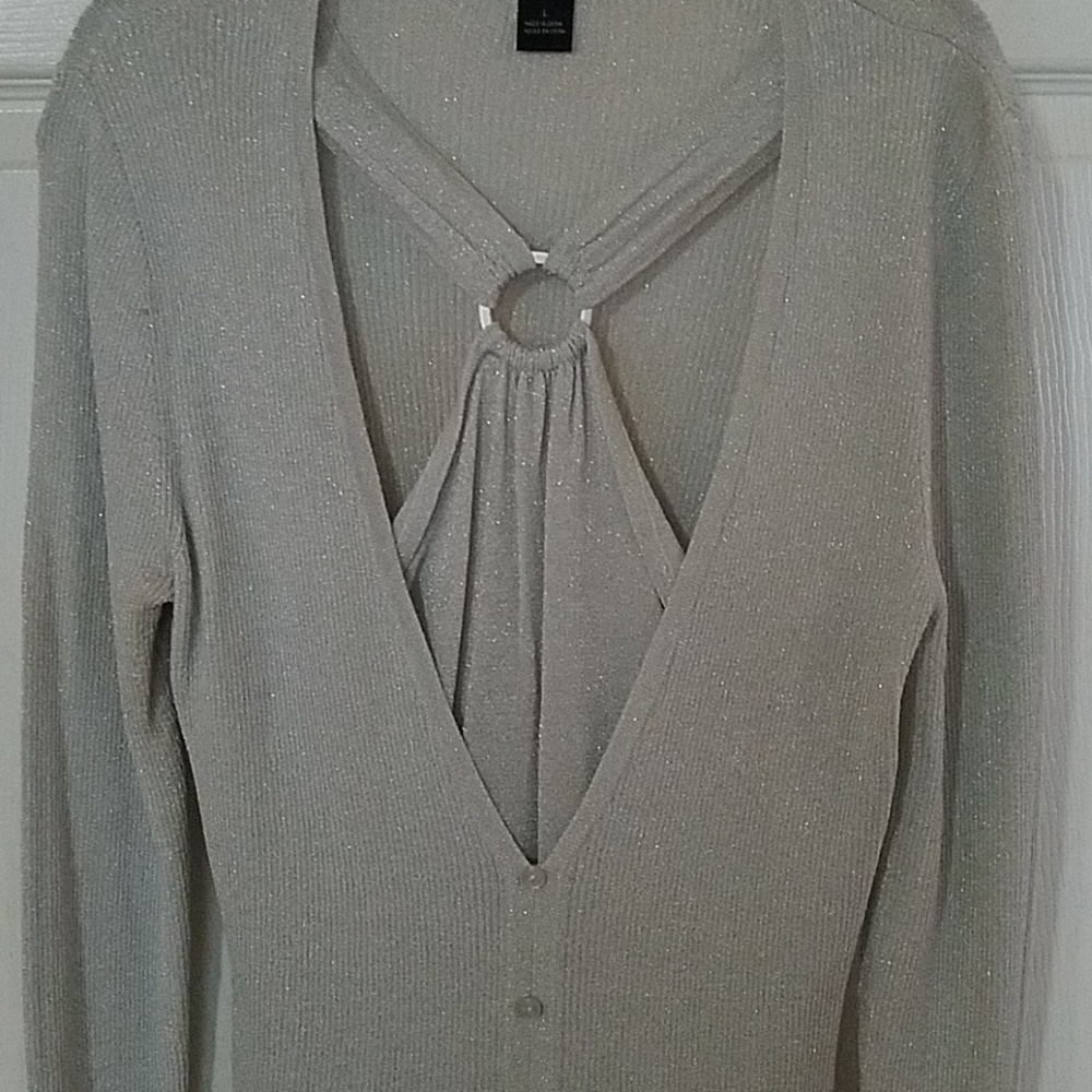 PRETTY grey sweater with metallic detail - Picture 2 of 4